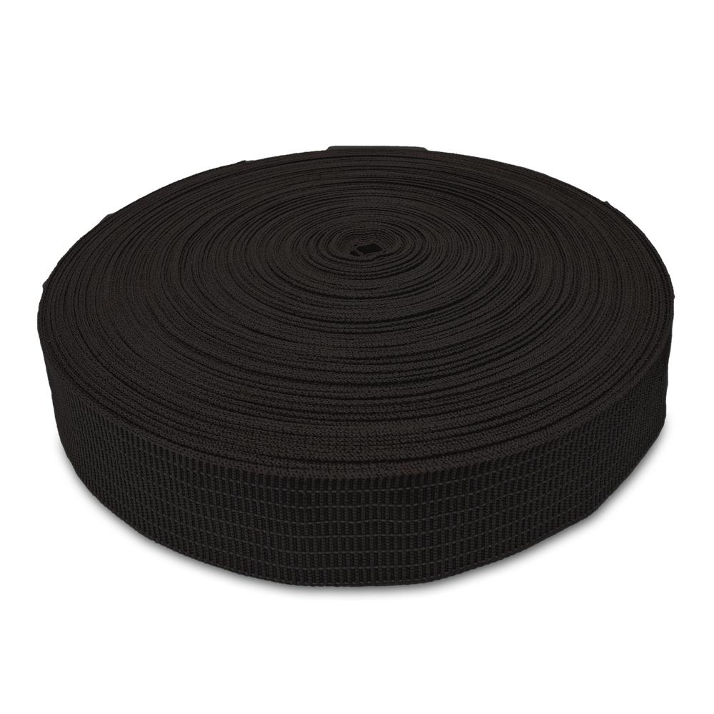 Polyflex-Gurt Sitz, schwarz, sehr fest, 60 mm breit, Polstergurt, Unterspanngurt, Rolle(n) 100 m