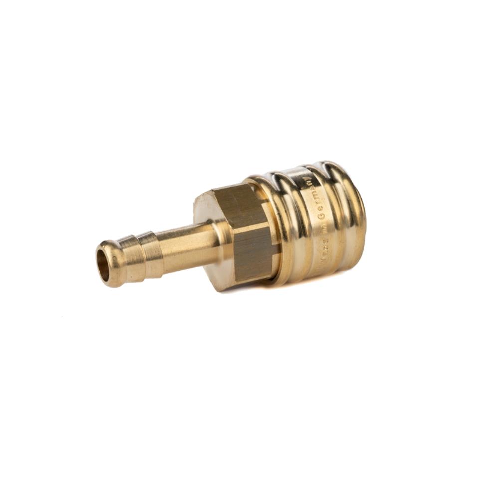 Kupplung 6 mm mit Stecktülle LW Messing, Einhandkupplung, für Druckluftschlauch, Messing