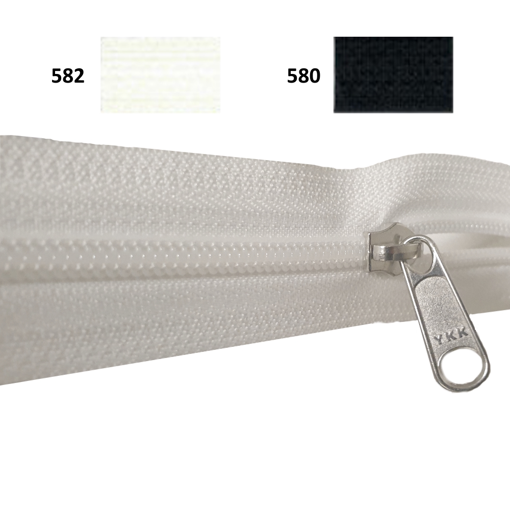 YKK Reißverschluss 3er Kette, 3 mm, endlos, Spirale, VE 1 m, 582 rohweiß