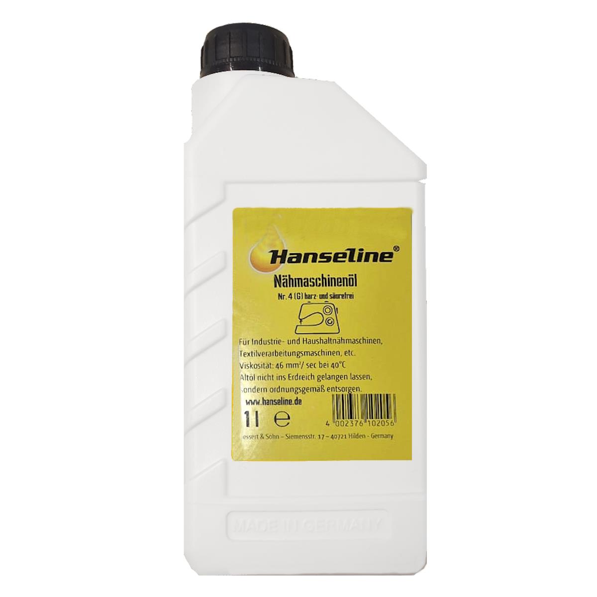 Hanseline Öl für Kettel- und Overlockmaschinen 1 Liter, Viskosität 46, Typ Nr. 4