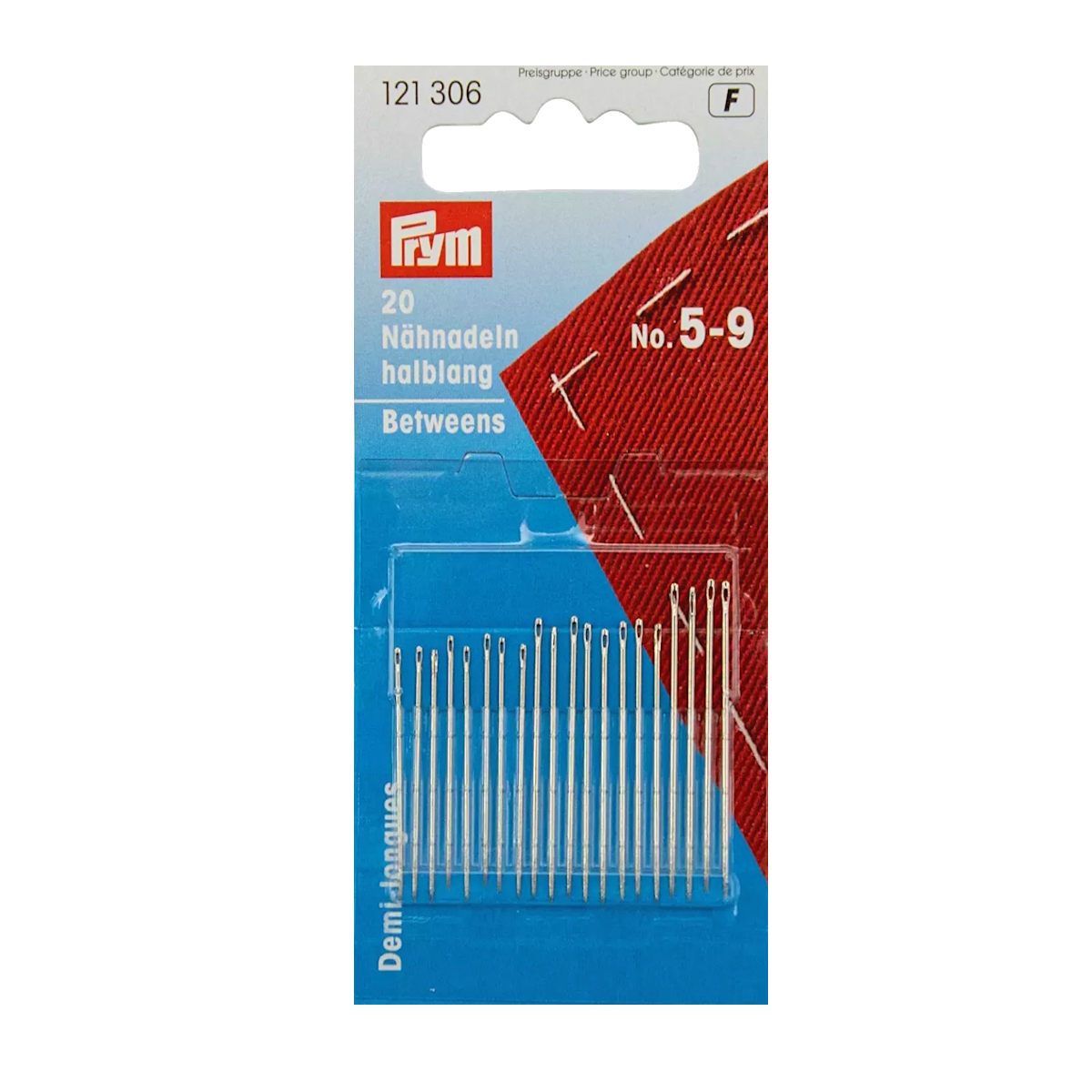 Nähnadeln halblang, 20 Stück, Set Typ Nr. 5-9 (121306), Handnähnadeln, VE 20 Nadeln