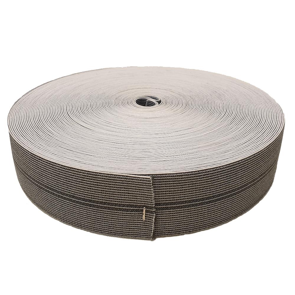 Gummigurt-Sitz 40% ausziehbar, grau, festere Qualität, 70 mm breit, Polstergurt, Rolle(n) 50 m Gummigurt-Sitz 40% ausziehbar, grau, festere Qualität, 70 mm breit, Polstergurt, Rolle(n) 50 m