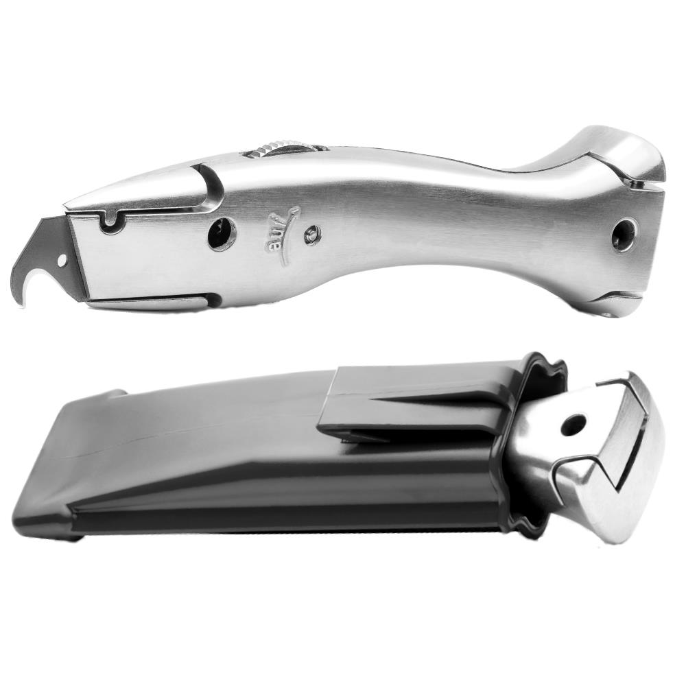 Profi Cutter-Messer Delphin - Metall, 18 mm Trapez-Klingen, mit Kunststoffköcher, Teppichmesser