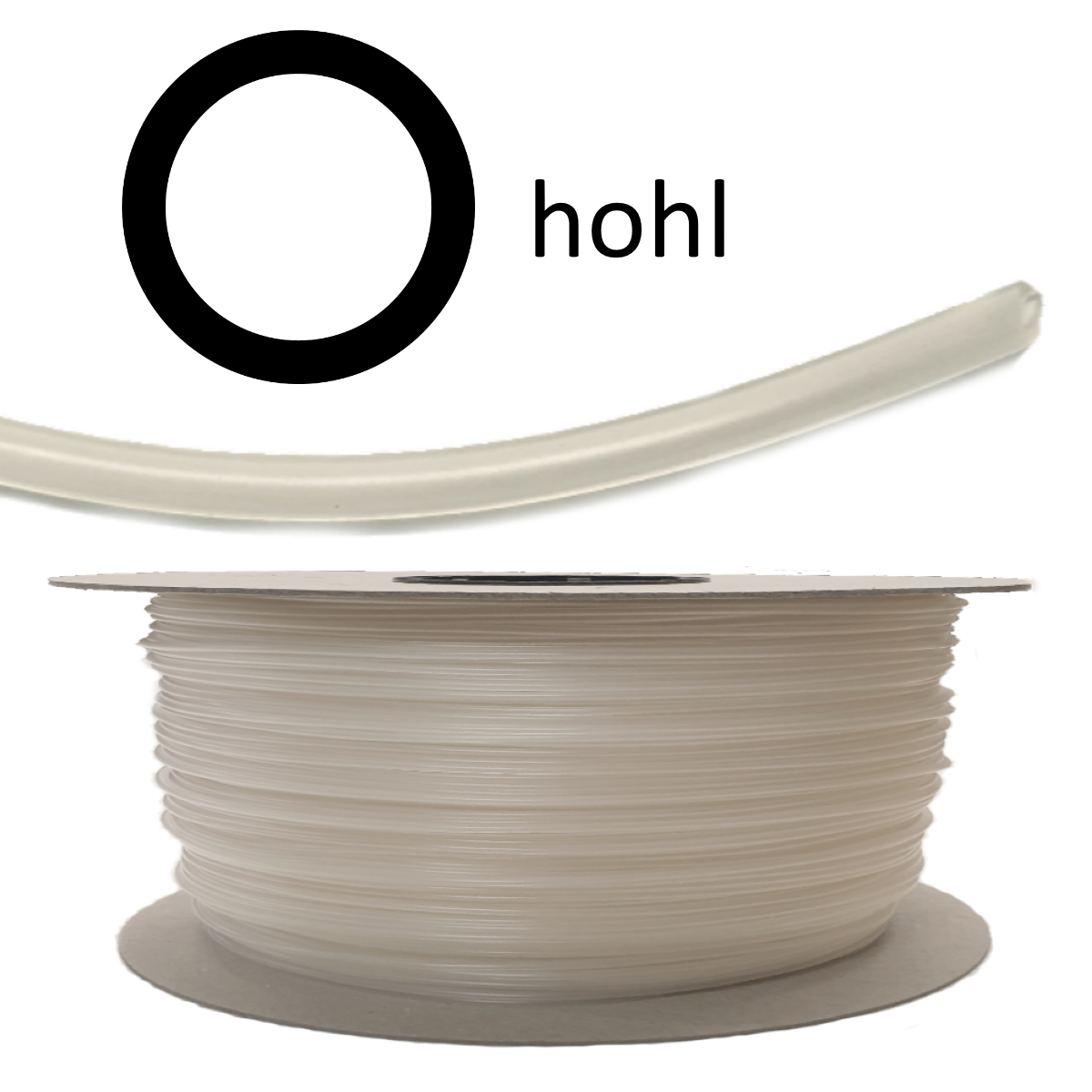 OKE Rundschnur 6 mm hohl, weich, weiß/beige, je m, Rolle 400 m