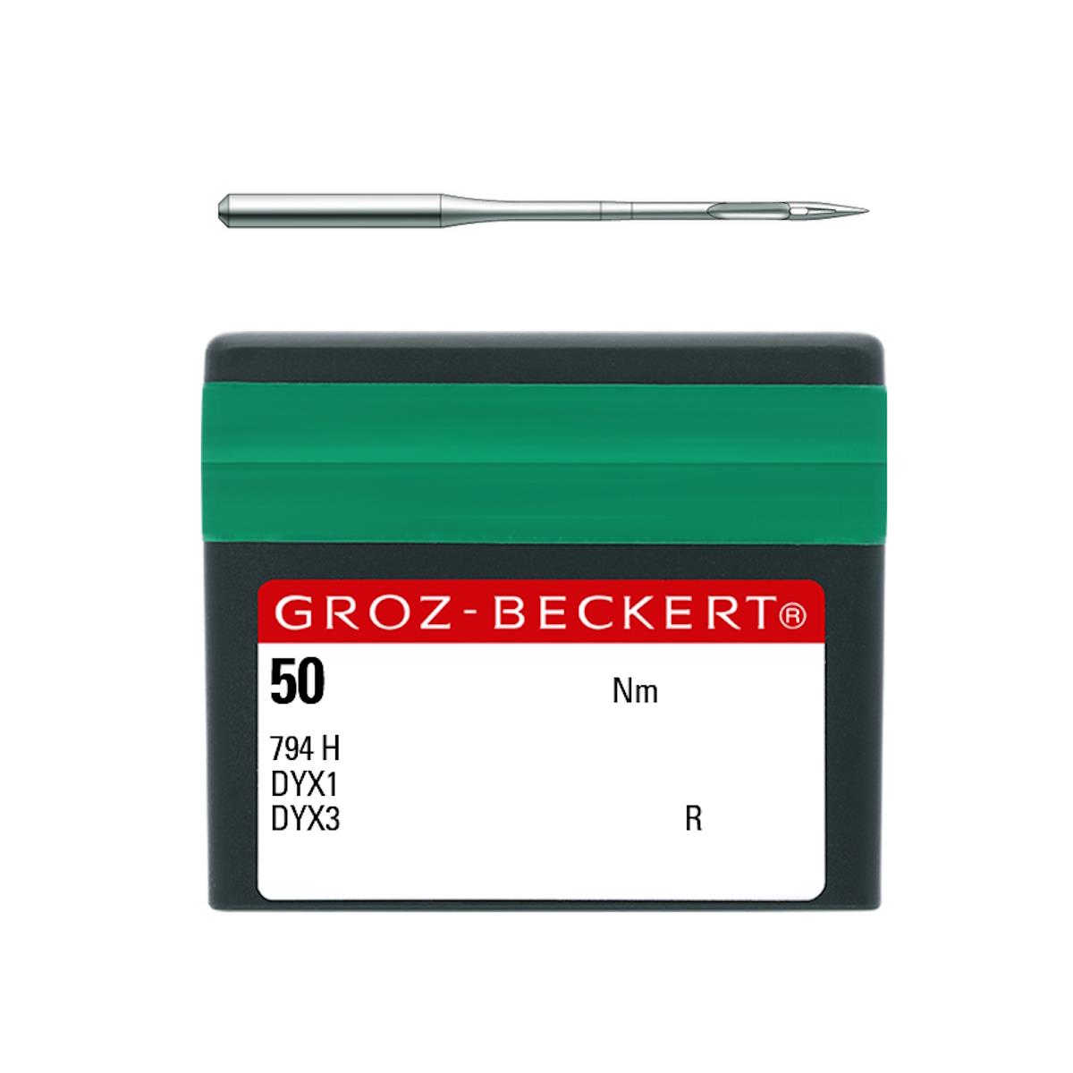 Groz-Beckert, System 794, Spitze R runder Kopf, verschiedene Größen, Chrom