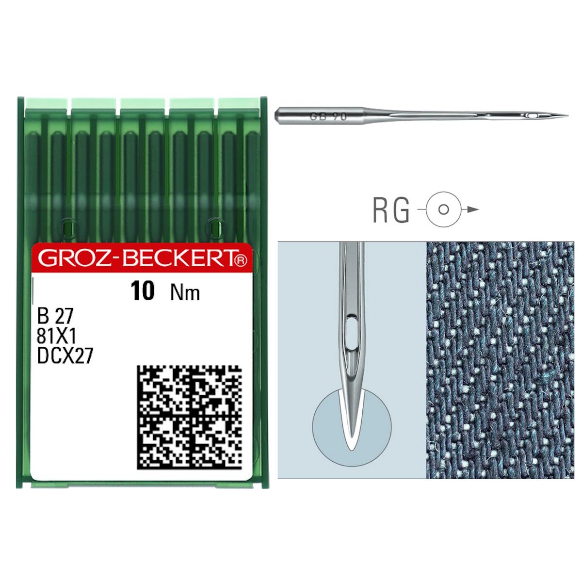 Groz-Beckert, System B27/DCX27, Spitze RG Rundspitze kleine Kugel, verschiedene Größen, Chrom