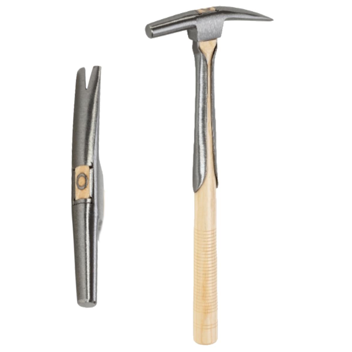 PICARD Polsterhammer, mit Holzstiel, Metallschafft und Klaue, Gurt-Ziernagelhammer, Tapezierer
