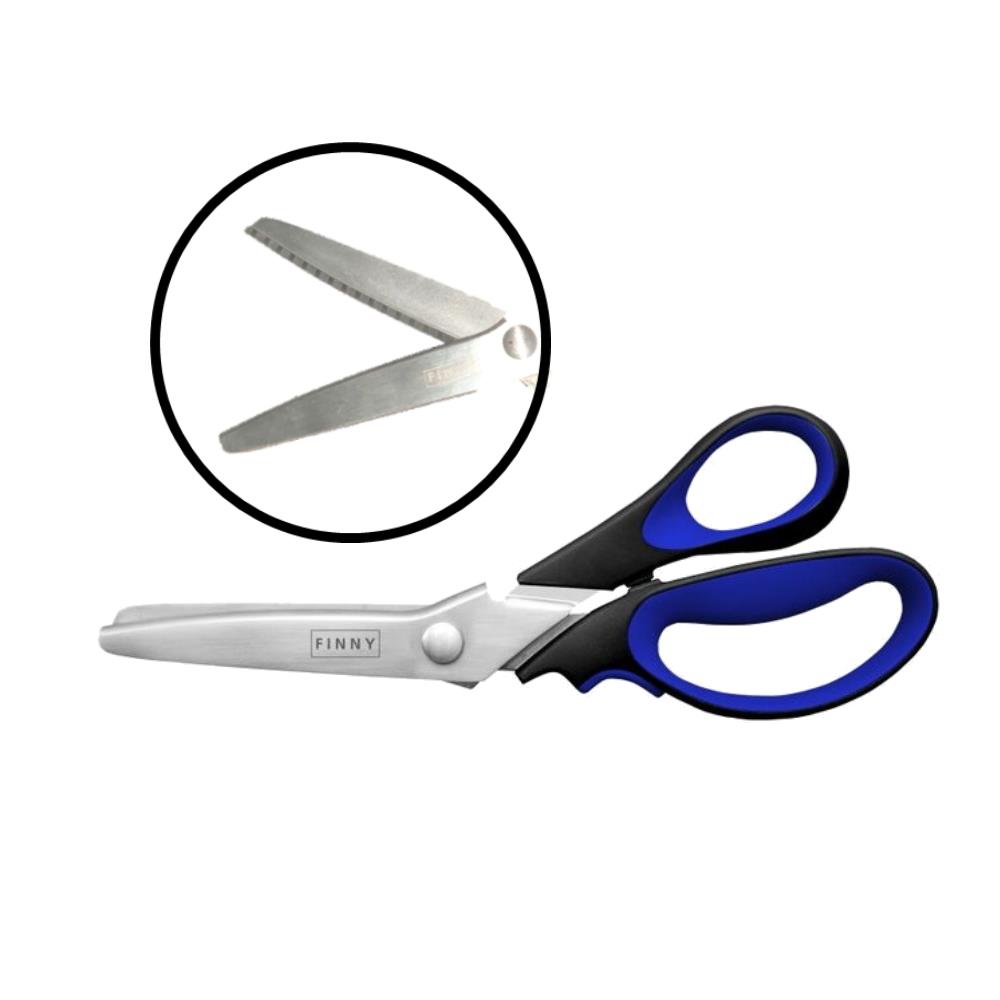 Kretzer Finny 9 Zoll Zackenschere, Länge 23 cm, blau-schwarzer Griff