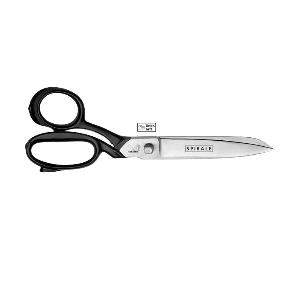 Kretzer Spirale 10 Zoll Linkshänder-Zuschneideschere, Länge 25 cm, schwarzer Metallgriff