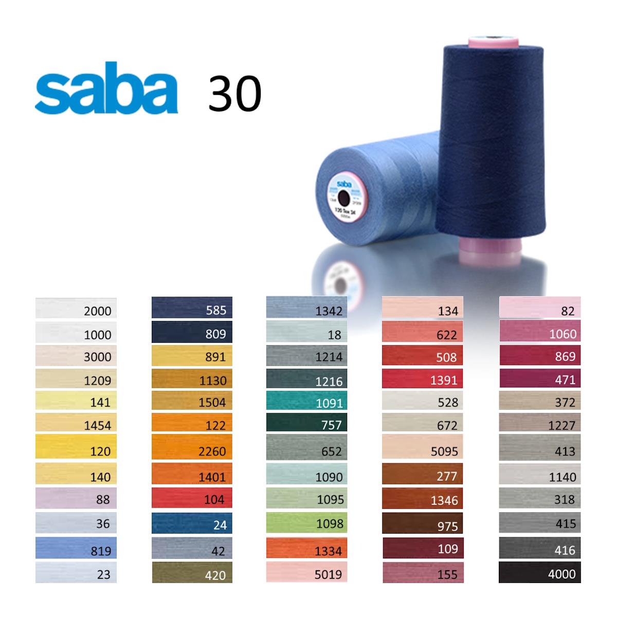 Saba 30, 300 m (Tex 105), VE ab 1 Rolle(n), UV 10 Rollen, diverse Farben