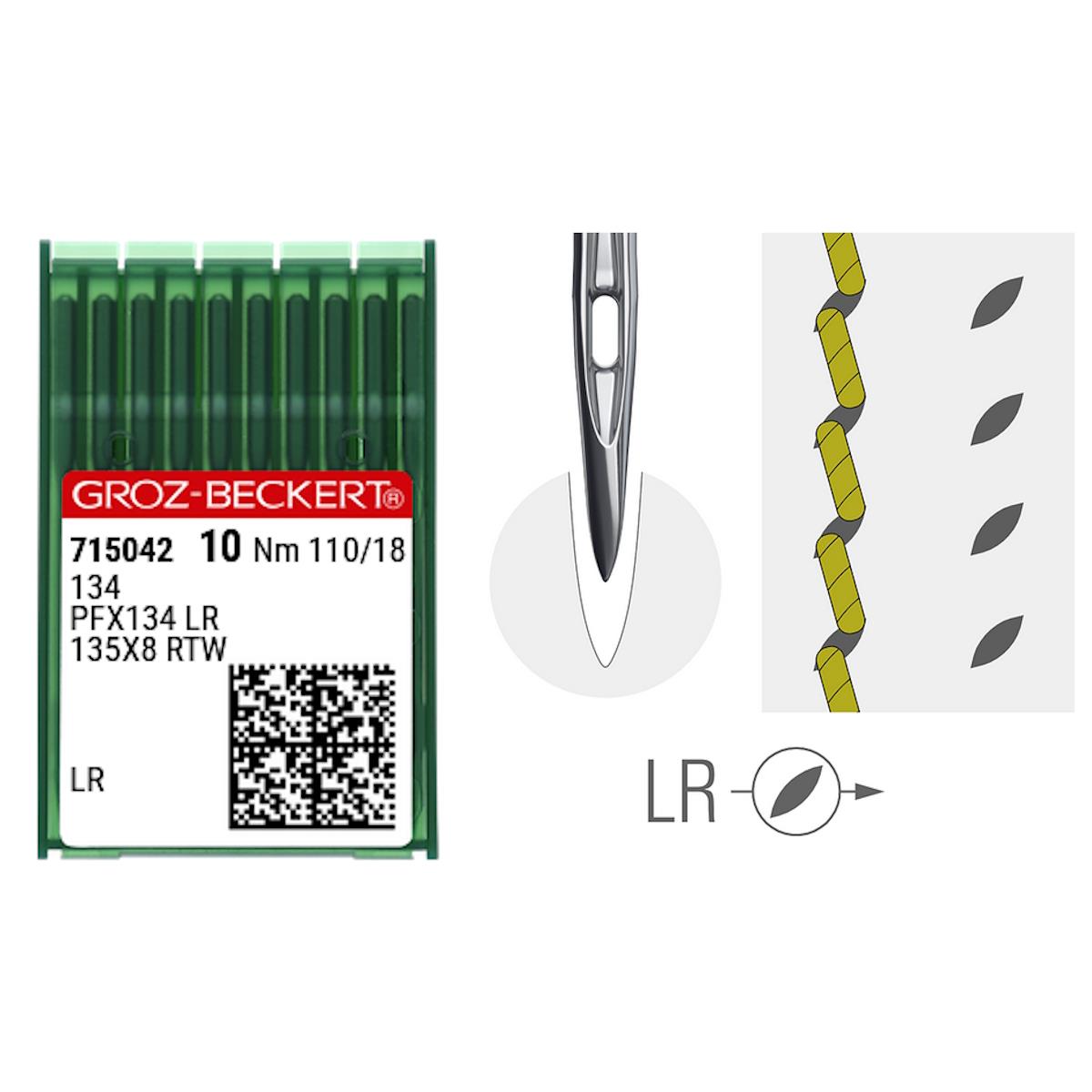 Groz-Beckert 134 LR 110/18 Leder/Standard-Schneidkopf, 10 Nähmaschinennadeln