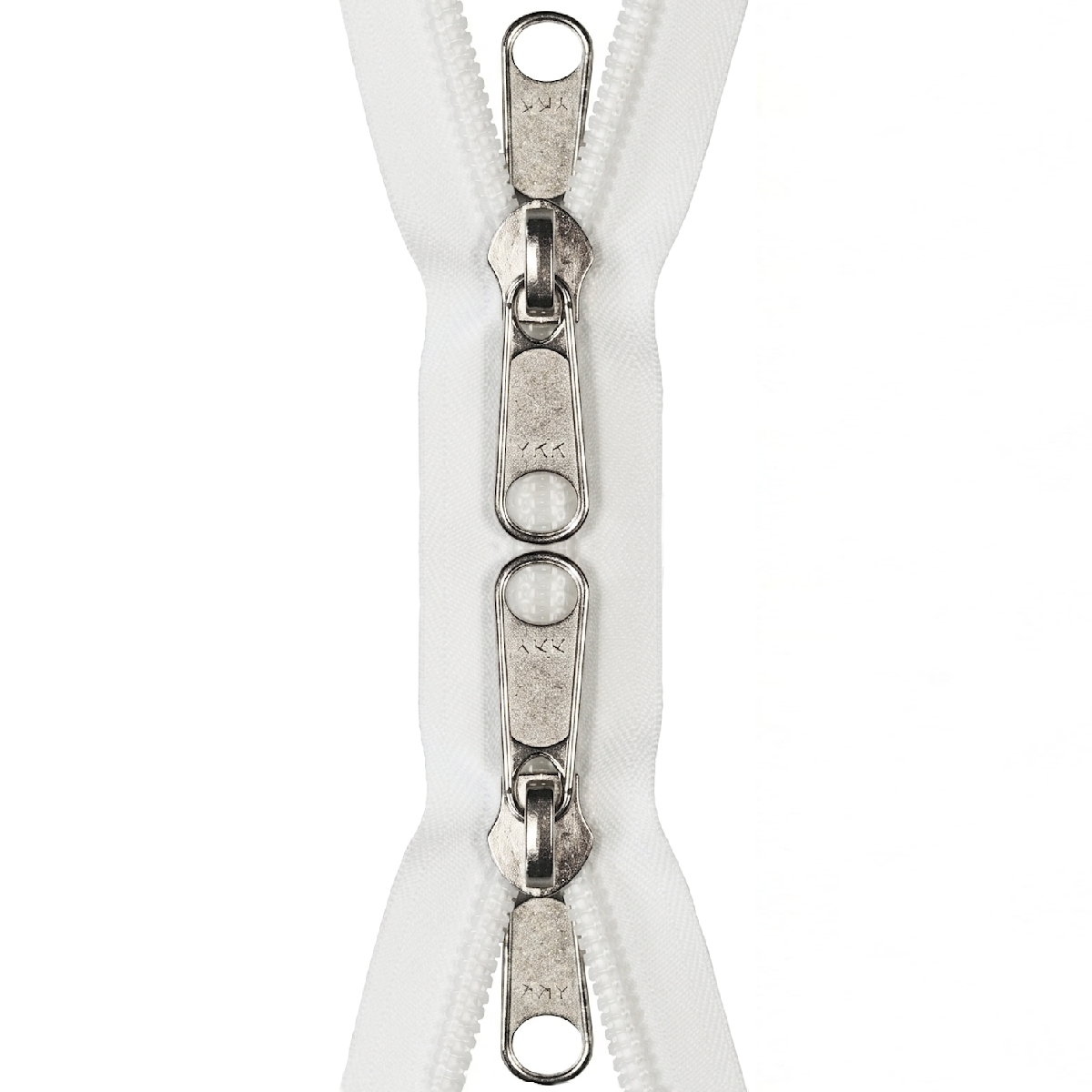 YKK 2-Wege teilbar Spirale, weiß 582, 200 cm, Metall, 10mm, Band 40mm, Doppelgriff (10CF Two-way)
