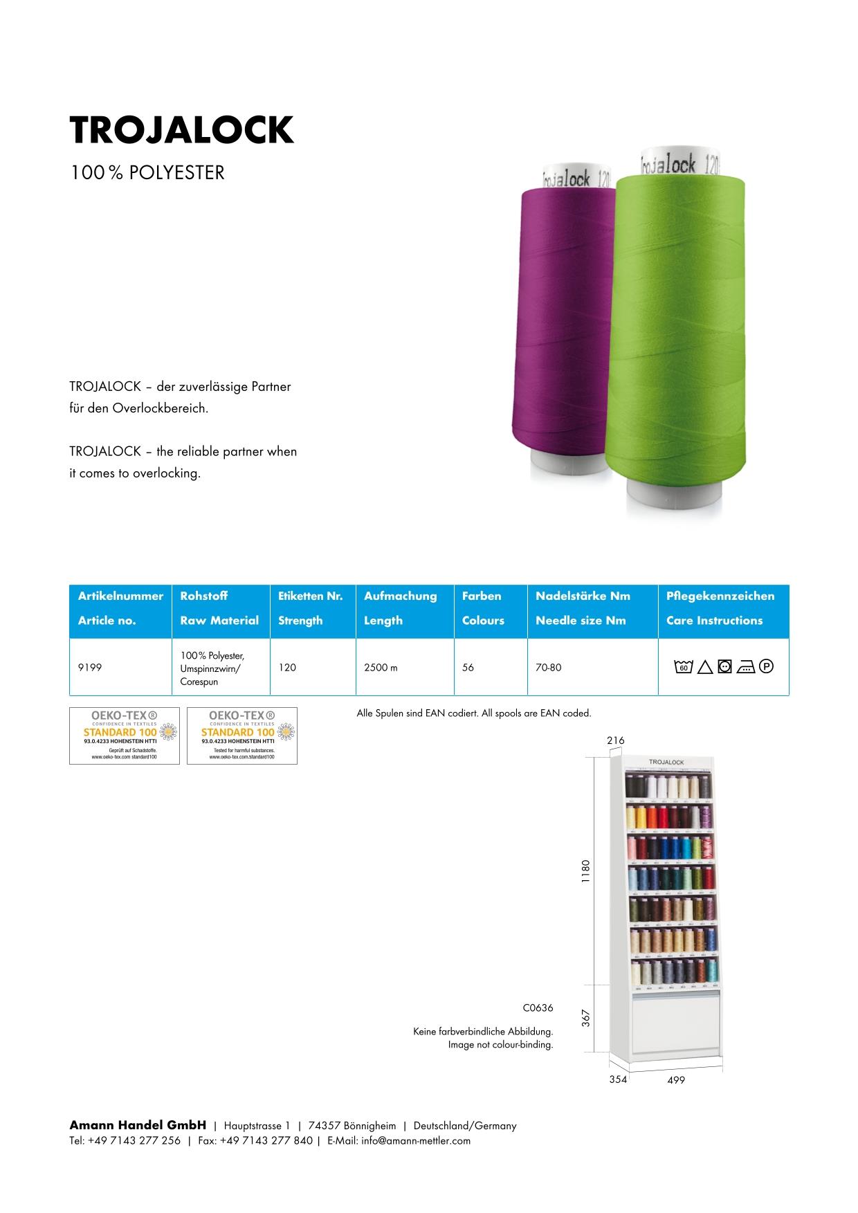 Amann Farbkarte, Garn Trojalock (Overlock Garn)