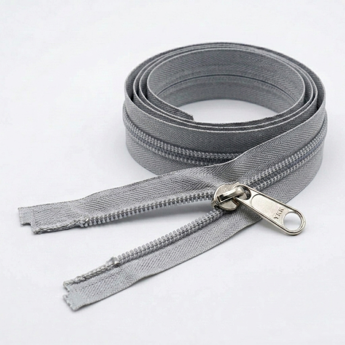 YKK 2-Wege teilbar Spirale, grau 577, 200 cm, Metall, 10mm, Band 40mm, Doppelgriff (10CF Two-way)