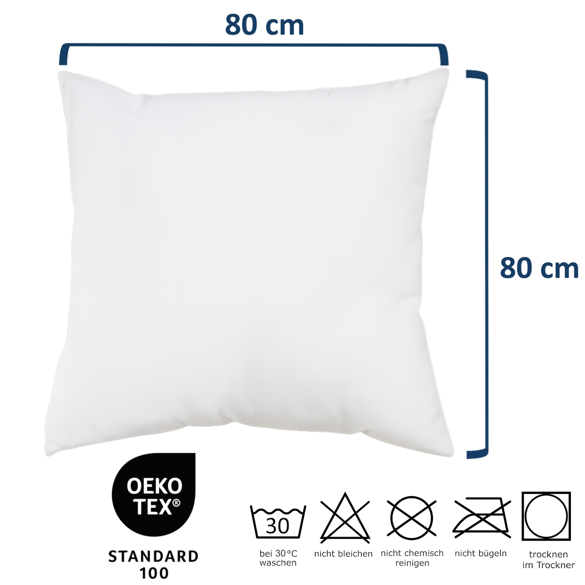 Kopfkissen mit Federfüllung 80 x 80 cm, Füllmenge 1.300g, VE 1 Stück, UV 10 Stück