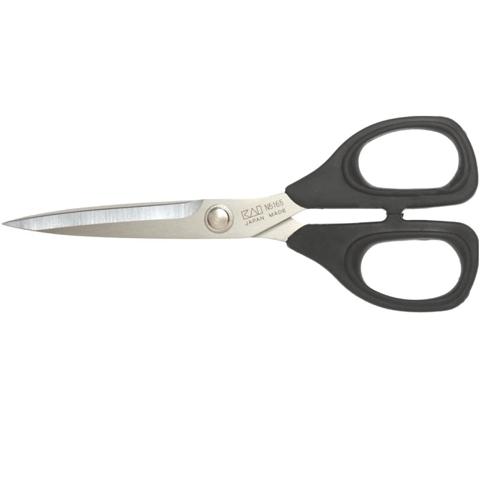 KAI Stickschere 6,5 Zoll N 5165, Länge 165 mm, Näh-Haushaltsschere, schwarzer Kunststoffgriff
