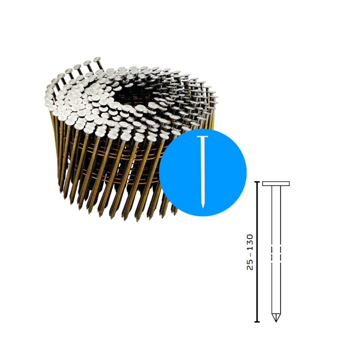 BeA Coil-Nägel Typ BDC NK 3,1 x 90 mm, Ringschaft, Stahl verzinkt, VE 3,6 mill, UV 40 Pakete