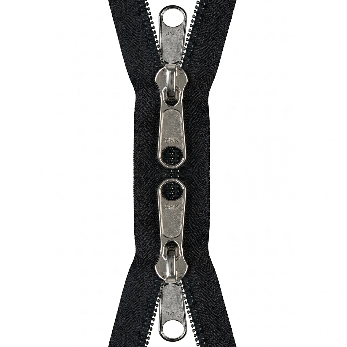 YKK 2-Wege teilbar Spirale, schwarz 580, 200 cm, Metall, 10mm, Band 40mm, Doppelgriff (10CF Two-way)