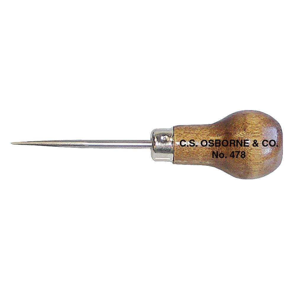 Runddorn / Ahle, Länge ca. 9,8 cm mit Holzgriff (Osborne 478), Metallschaft - Vorstecher, Pfriemen