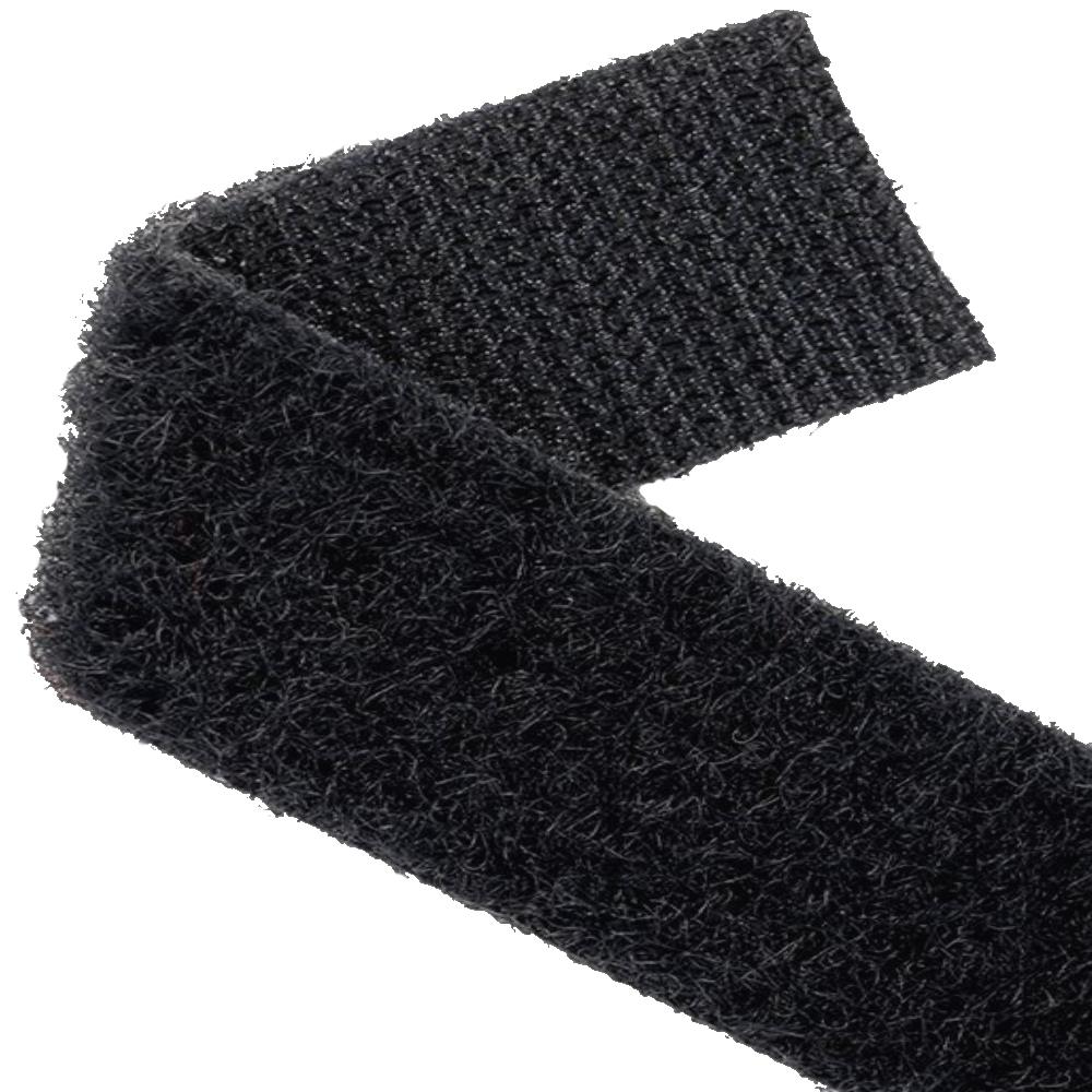 Haken-Flauschband Kombi, schwarz, 20 mm, Rolle 10m, Velour-Haftband back-to-back