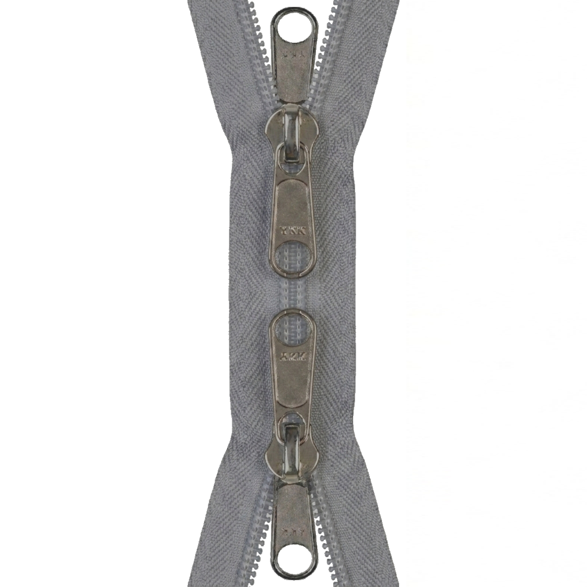 YKK 2-Wege teilbar Spirale, grau 577, 200 cm, Metall, 10mm, Band 40mm, Doppelgriff (10CF Two-way)