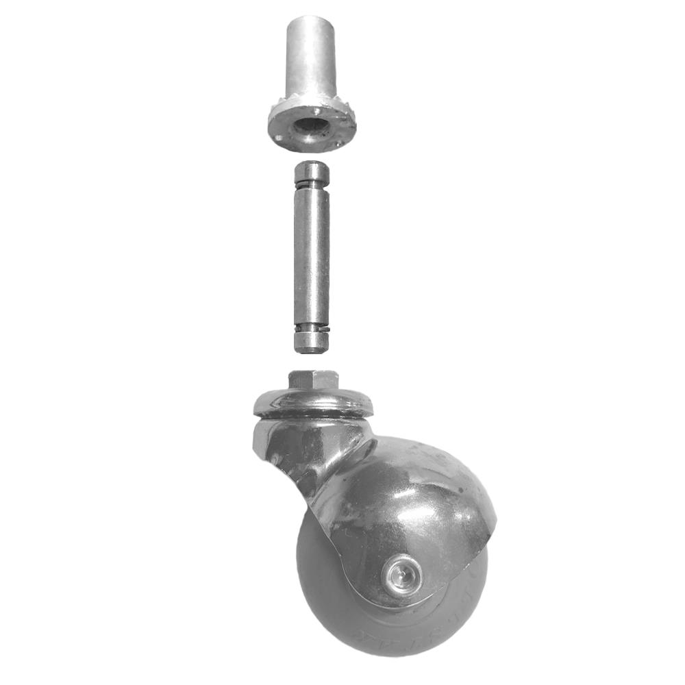Gummirollen 40 mm, mit Stift und Hülse, Möbelrolle, VE 1 Stück, UV 10