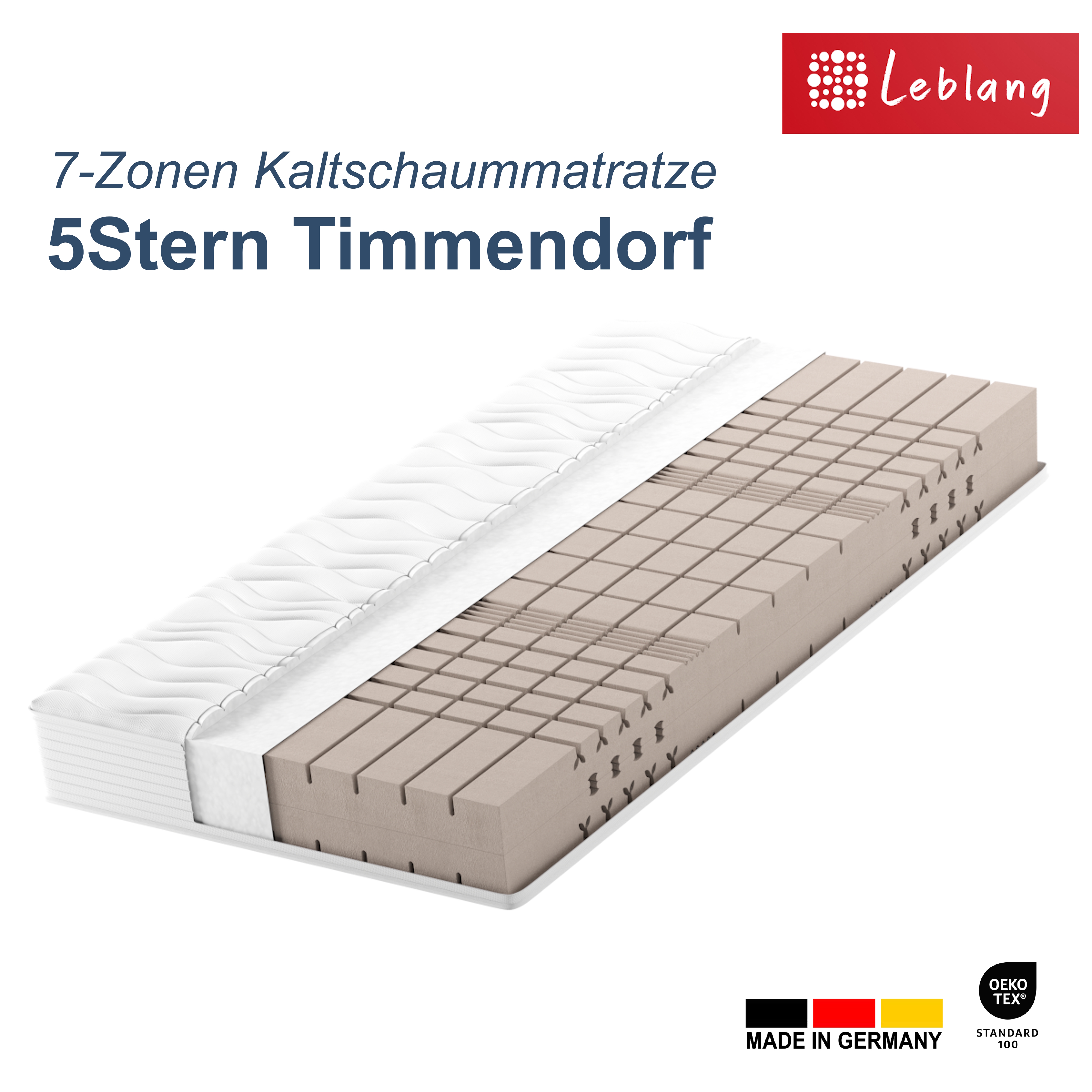 Leblang 5Stern Matratze Timmendorf, 80x190cm, Höhe ca. 18cm, soft, extra Schulterzone