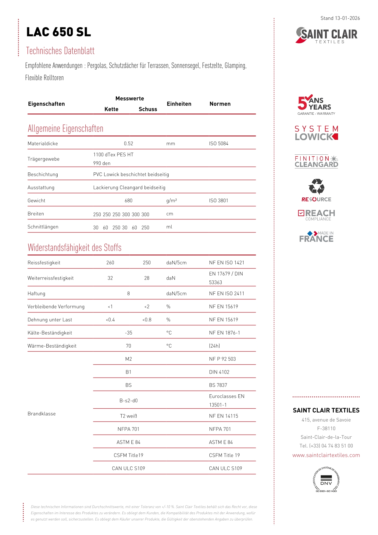 B1 Planenstoff 680g 300cm breit, je lfm, dunkelgrün 0567, Rolle ca. 60m, LAC 650 SL, Lowick, Saint Clair