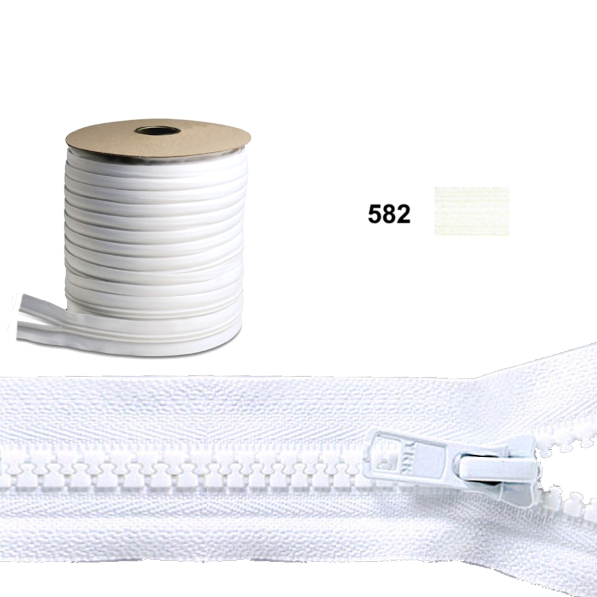 YKK Reißverschluss 10er Kette Zacke, 10 mm, endlos, VE 1 m, 582 rohweiß