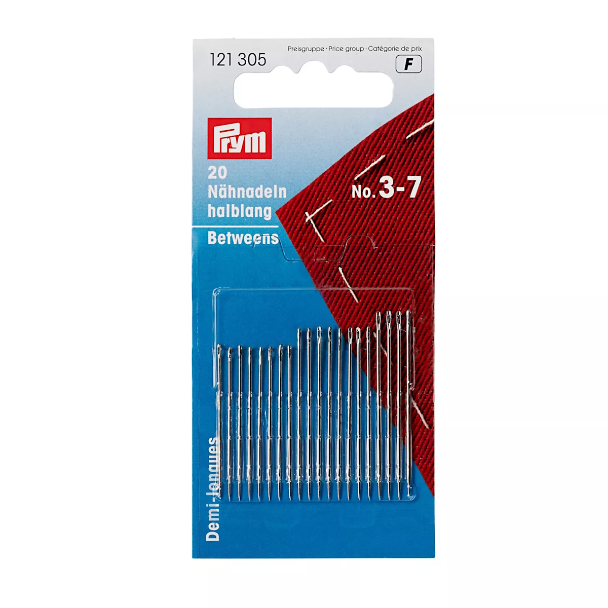Nähnadeln halblang, 20 Stück, Set Typ Nr. 3-7 (121305), Handnähnadeln, VE 20 Nadeln