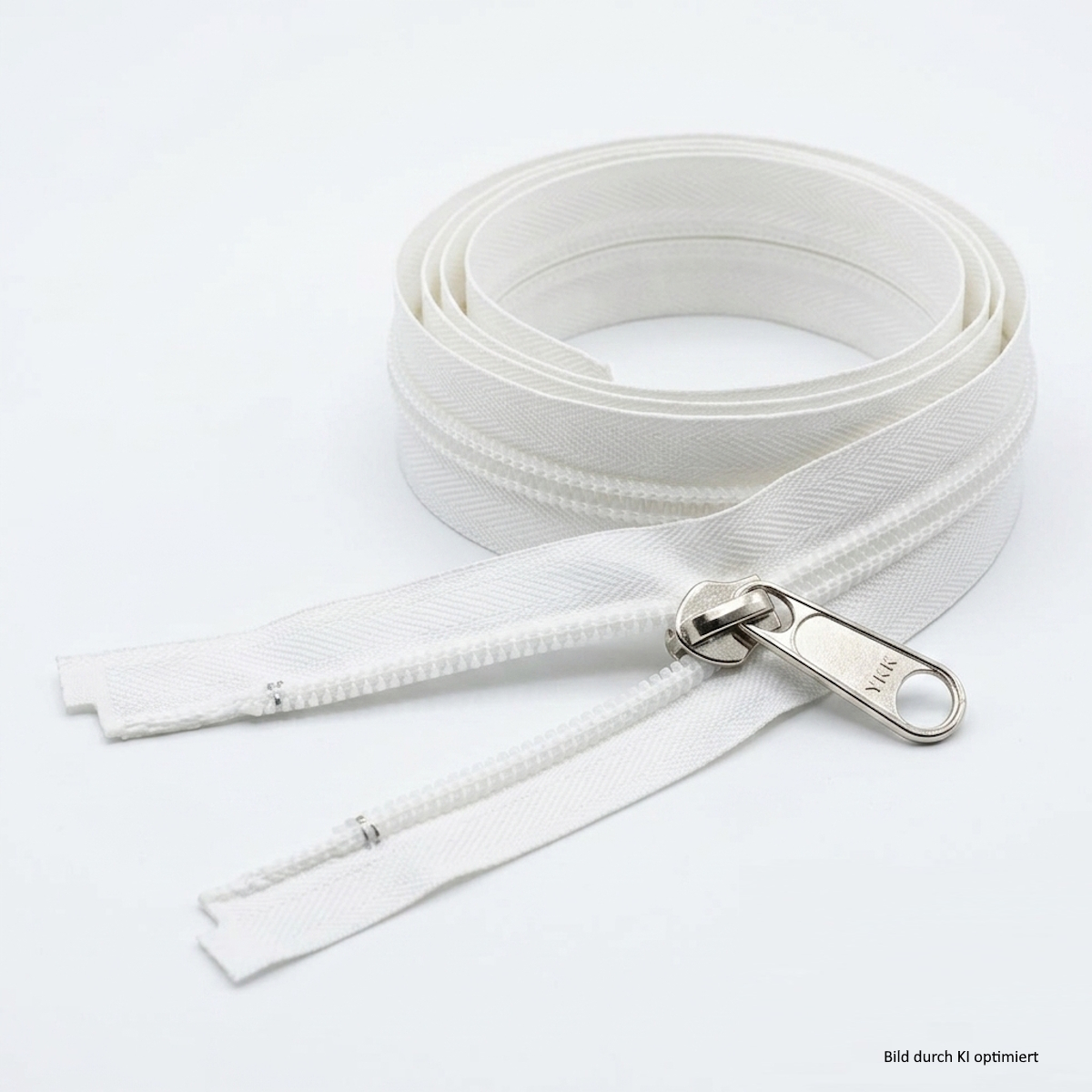 YKK teilbarer Reißverschluss, Spirale (Coil), weiß 582, 30 cm, Metallsteckteil, 10mm, Band 40mm, inkl. Einfachgriff-Schieber (10CF open)