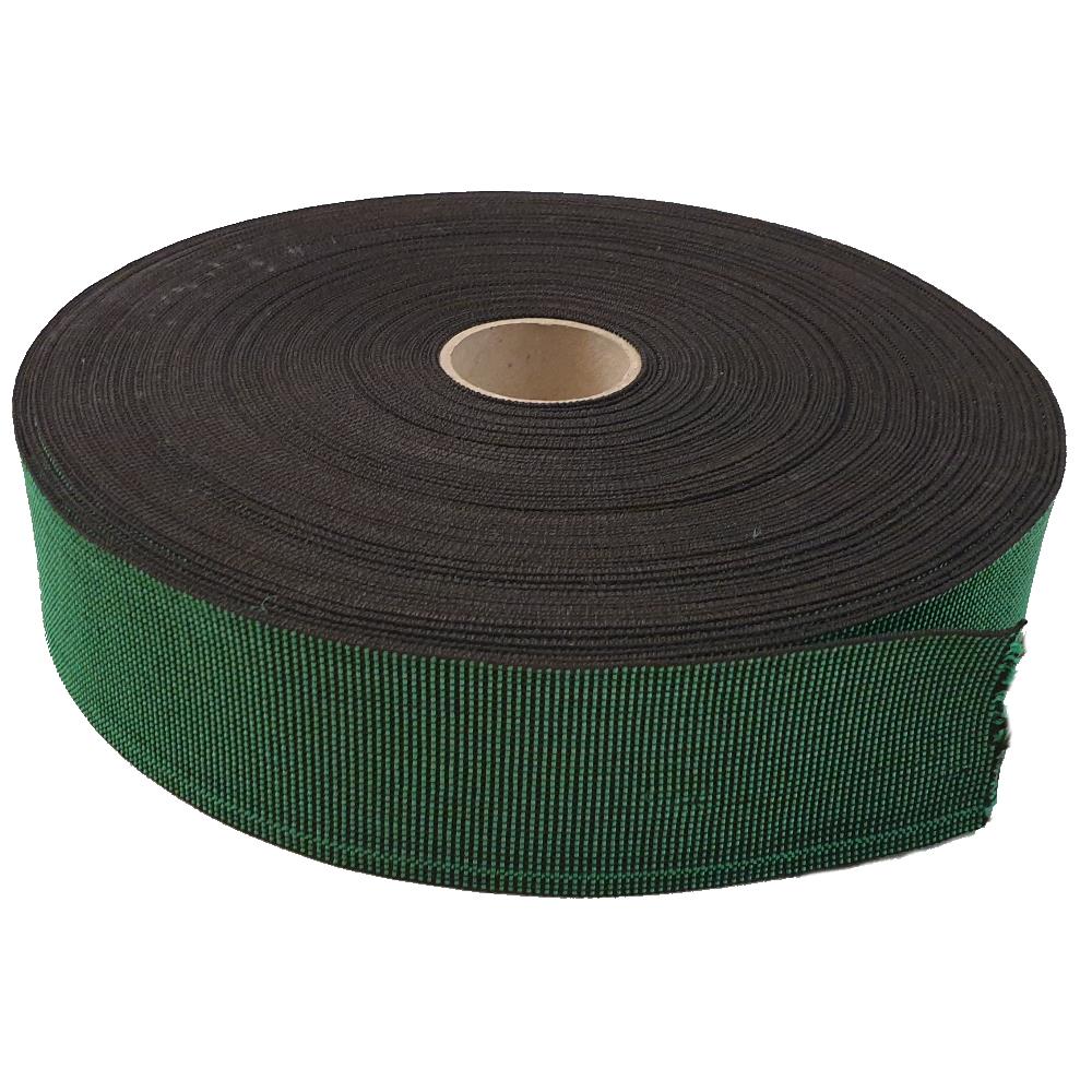 Gummigurt 30% ausziehbar, 60 mm breit, 0 Streifen, grün, Rolle(n) 50 m, für Sitz, Polstergurt Gummigurt 30% ausziehbar, 60 mm breit, 0 Streifen, grün, Rolle(n) 50 m, für Sitz, Polstergurt
